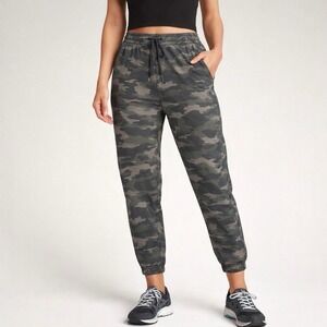 ATHLETA Farallon Jogger Drawstring Waistband Green Camo Women's 12 Large Pants